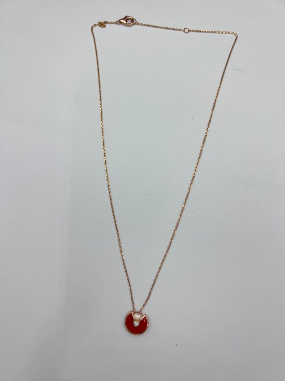 Cartier Amulette XS Carnelian Diamond 18K Rose Gold Necklace - Picture 2 of 7